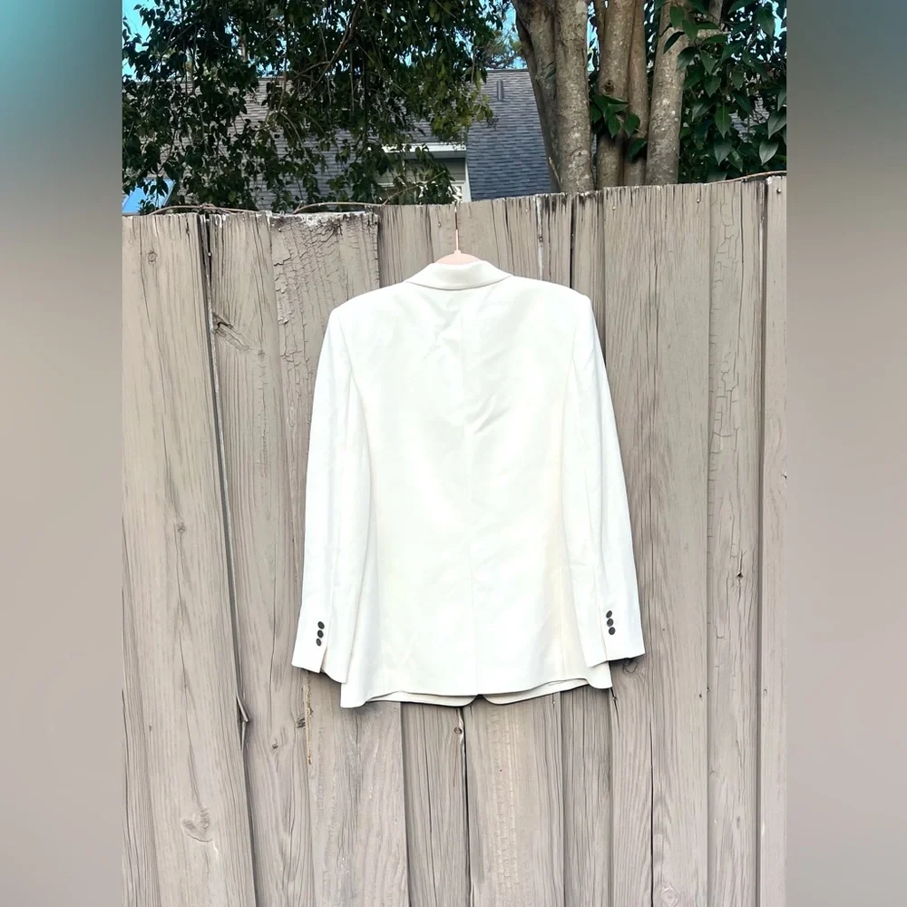 NWT Theory Relax SB JKT Rice Admiral Crepe White Jacket - Size 8 - Picture 2 of 9